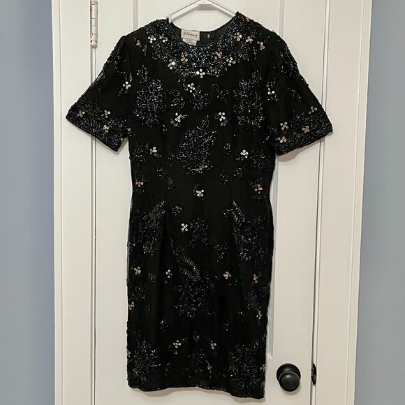Stenay vintage 100% silk black beaded dress size 10 (fits like 6-8) formal event - Picture 1 of 9